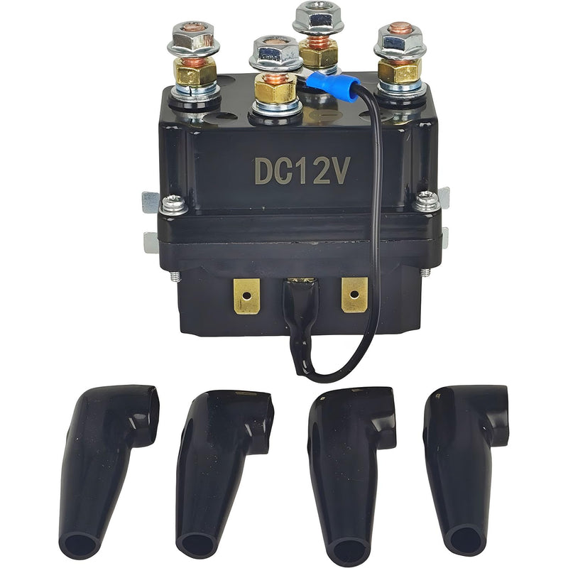 12V 250A Winch Solenoid Relay Contactor for 3000-5000lbs ATV UTV SUV Truck Boat 4x4 Vehicle 4WD Dump Trailer Plow Control Reversing Recovery Switch Motor w/Mount Bracket Jumper 2-Wire Motor M6 250A Relay