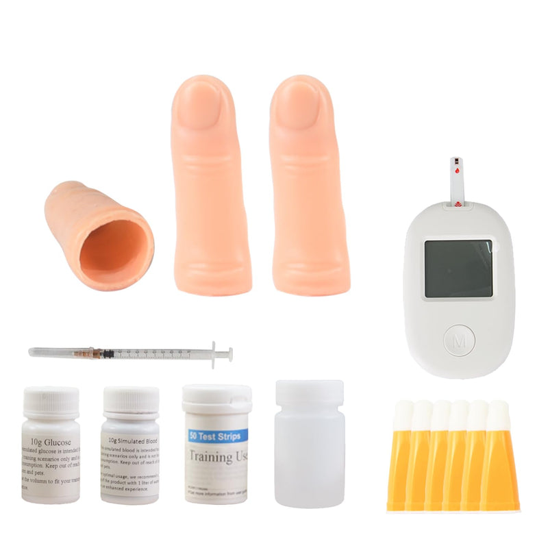 Blood Glucose Test Trainer Kit, Simulated Finger Prick Blood Collection Practice Kit for Medical Training