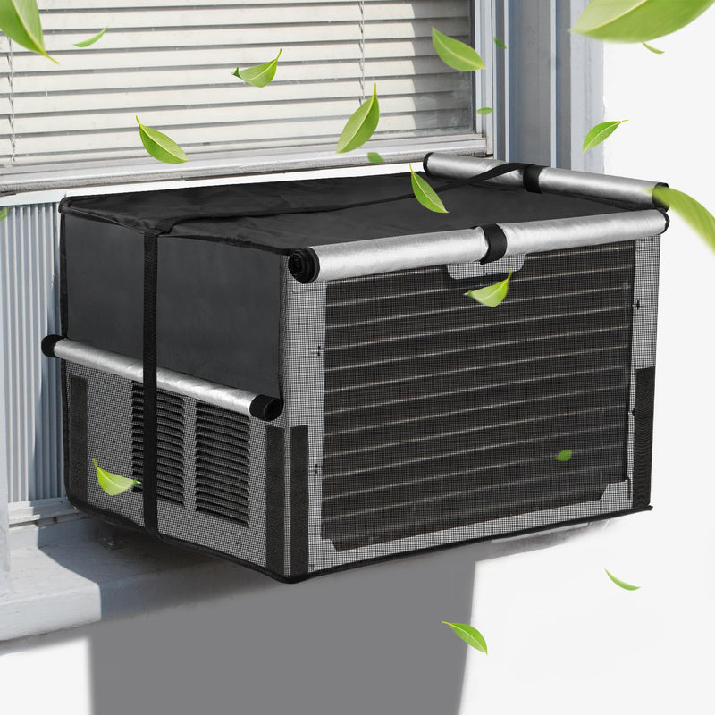 Mesh Window Air Conditioner Cover Outdoor, 21"W x 16"D x 15"H Double-Layer Cloth + Mesh Cover for All Year