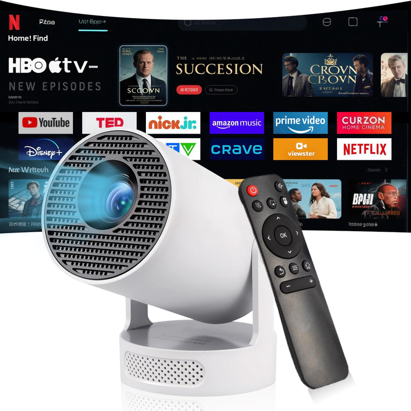 Mini Projector, HY300Ultra Portable Projector with WiFi 6 and Bluetooth 5.4, 4K Support,5W Soundbase Speaker, Android11.0, 180° Rotation, Compatible with TV Stick Smartphone HDMI Manual Focus