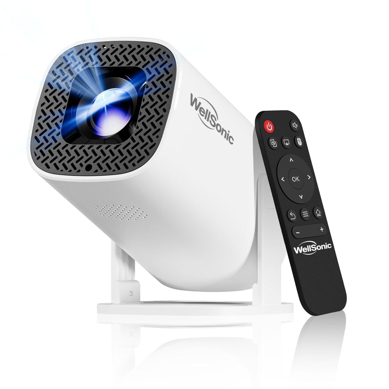 Mini Projector with Wifi and Bluetooth, Build-in Android 14, Portable Projector Outdoor&Ceiling Use, Auto Keystonet&270°Rotatable, 200 Ansi, 4k Home Thearter Movie Projector for HDMI USB