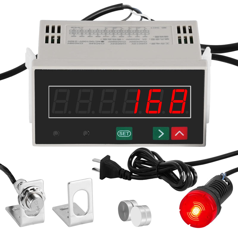 JIAWANSHUN Bidirectional LED Digital Counter with Proximity Switch Copper Sensor Alarm, Electronic Counter for Punch Press, Packaging&Textile, Magnetic Knitting Machine Counter 110V
