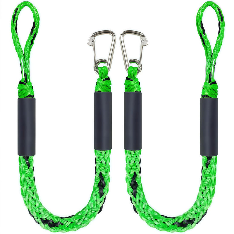 4 Feet Bungee Dock Line for Boats,Built-in Snubber,Dock Lines with Stainless Steel Clip,Boat Accessories Suitable for Kayak,Jet Ski,Pontoon, Canoe, Power Boat(Black Green/2 Pack) Black Green