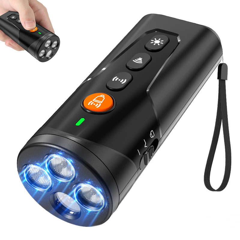 Dog Bark Deterrent Devices, 3X Ultrasonic Anti Barking Device for Dogs, 4 Modes with 3 Emitters and LED Light to Stop Neighbors Dog from Barking, Safe Use Dog Barking Silencer for Indoor Outdoor Black