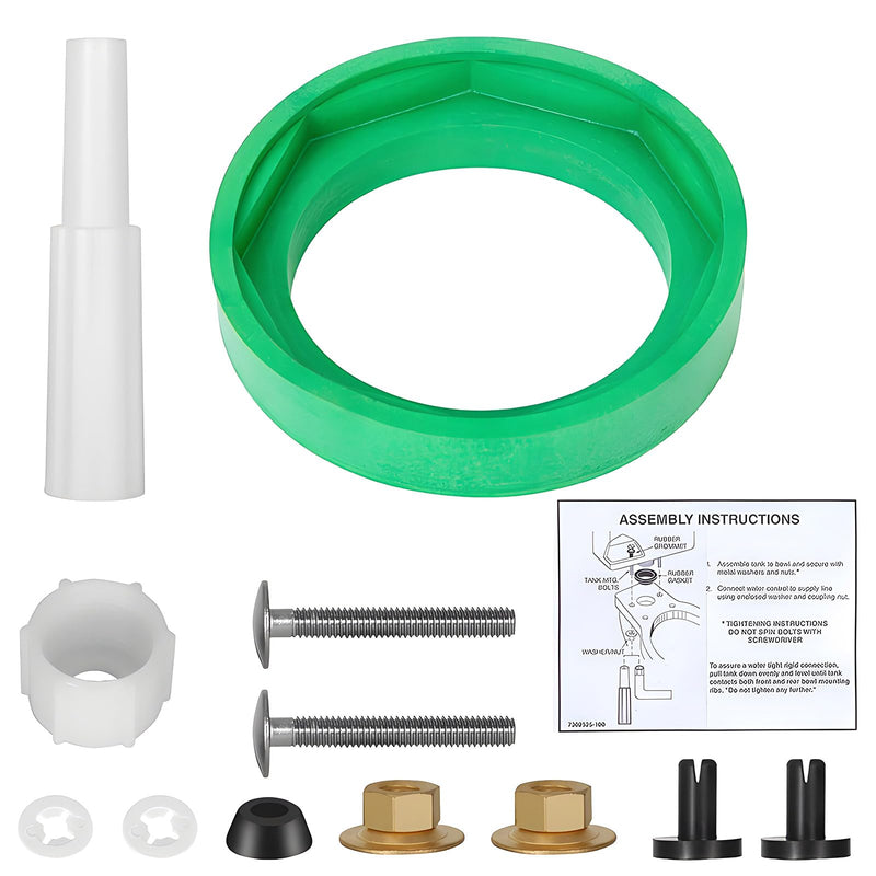 Toilet Tank to Bowl Coupling Kit, American Standards Toilet Part Champion 4 AS738756-0070A, Complete Set with Gasket, Bolts and Other Essential Parts for Most 3 Inch Flush Valve Opening Tanks