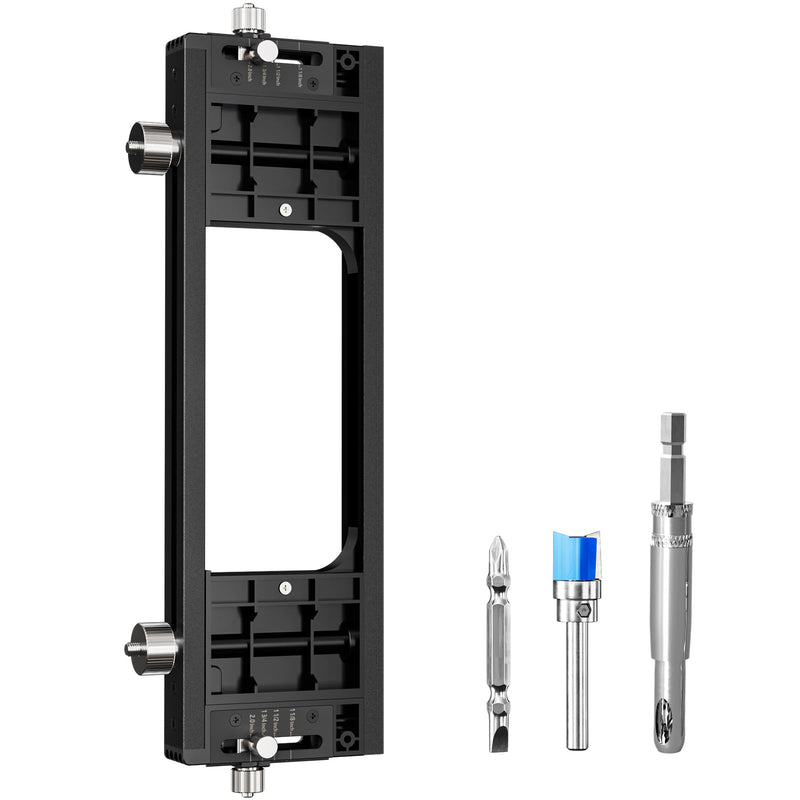 Door Hinge Template Kit, Portable Mortiser for Square & Radius Hinges - Full Flexibility for Hinge Size & Shape, Durable Aluminum & Plastic Build, Black