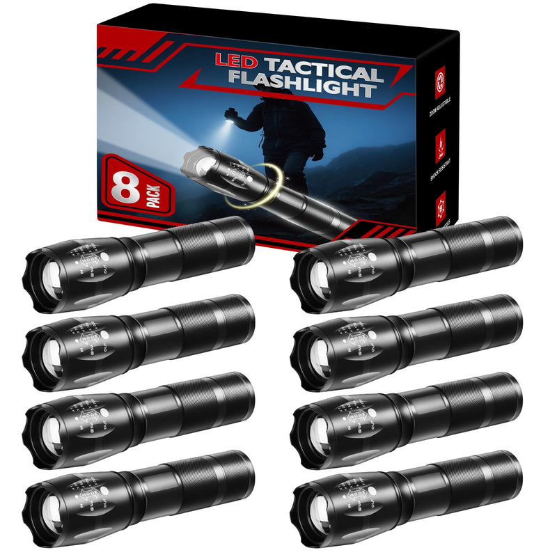 8 Pack Small Flashlight Powerful, 5 Modes Bright LED Flashlights High Lumens, Mini Flashlights for Home, Flash light for Emergency, Adjustable Pocket Tactical Flashlight Camping, Outdoor Torch Lights 8Pack