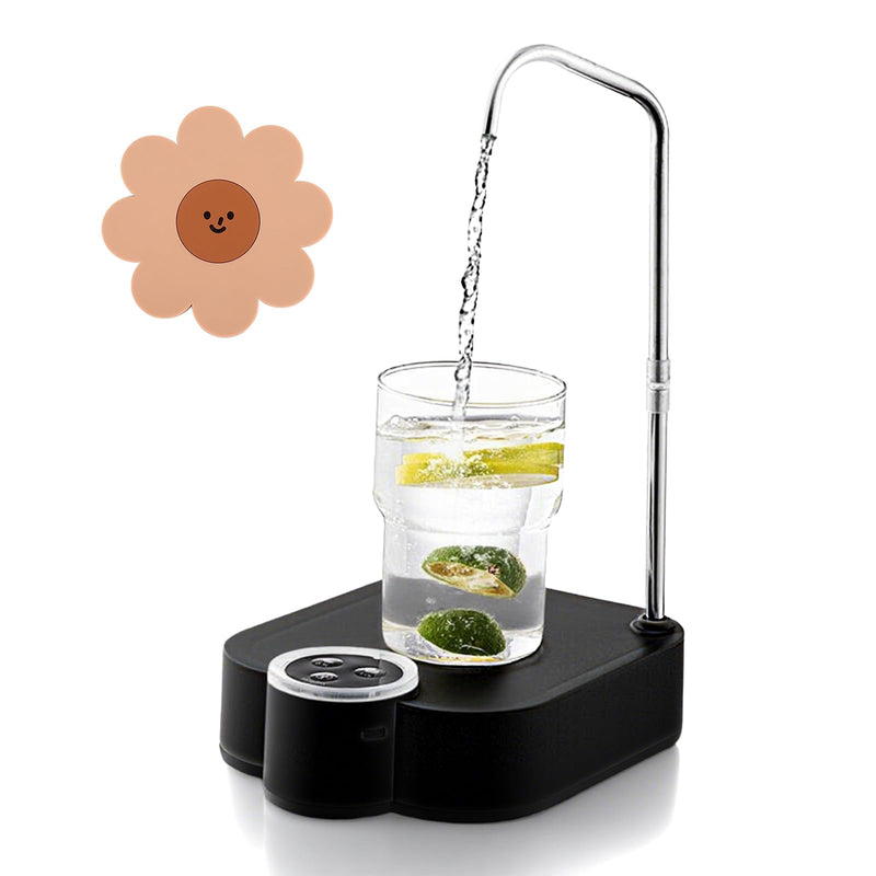5 Gallon Drinking Water Dispenser Pump, Automatic Electric Drinking Water Bottle Pump with Coaster for 1-5 Gallon Water Jugs Black