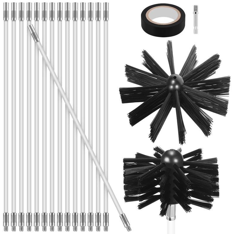 DOITOOL 20 Feet Chimney Sweep Kit, Flexible Rods and 4"/6" Wire Brush Heads