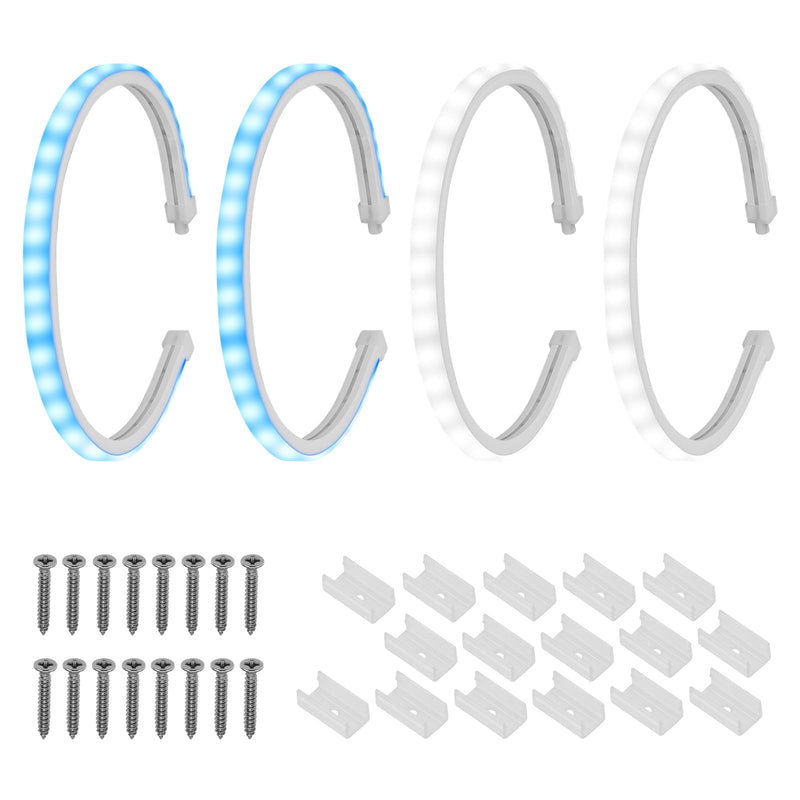 RVZONE Boat Interior Lights, 20 Inch 4 Pcs LED Boat Strip Lights 12V White and Blue Dual Color Marine Courtesy Strip Deck Transom Light for Fishing Pontoon Kayak Yacht Sailboat White&Blue 4PCS*20''