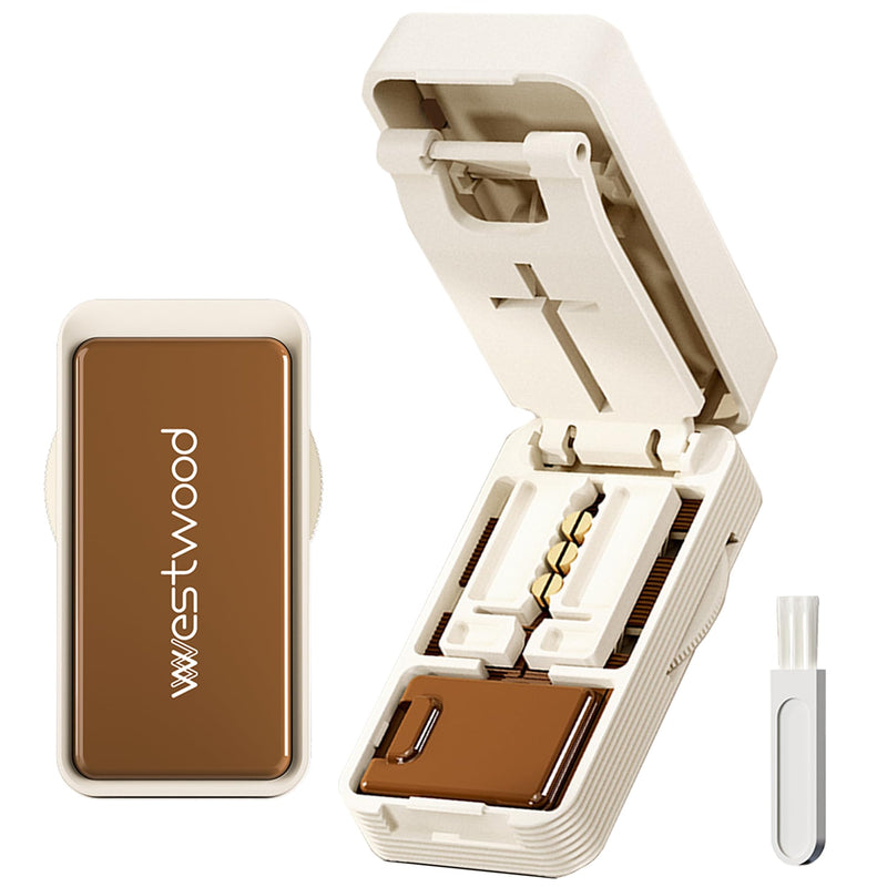 Pill Cutter Splitter for Small and Tiny Pills, 1/2 1/4 Pill Cutter for Small or Large Pills, Pill Splitter for Multiple Pills at a Time with Centering Device and Stainless Steel Blade (Brown) Brown