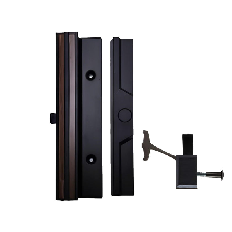Brixwell Patio Door Handle Assy No Key, Aluminum Material, Black Finish, 3-15/16" Hole Centers, 1-15/32" Backplate Length, Universal Handing, Included Mounting Hardware, Sliding Glass Door Pull