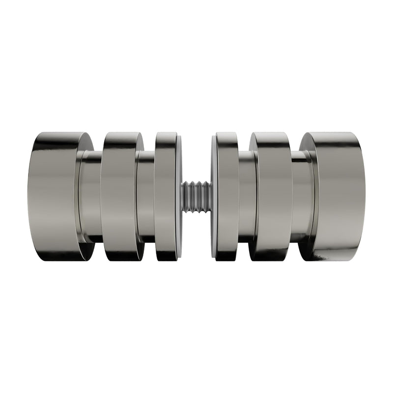 Brixwell Shower Door Pull Knob Double Groove, Solid Brass Material with Brushed Nickel Finish, 1-3/16" Projection for Glass or Commercial Shower Door Handle