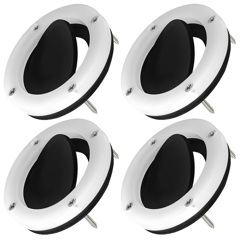 3876-3 Boat Self-Bailing Cockpit Mounted Scupper Valve Kit 2-7/8 inch Rubber Flapper Valve and Gasket Boat Scupper Flapper Self Bailing Valve Flush Mount Scupper Adapter with Retainer Ring and Screws 4 Pack