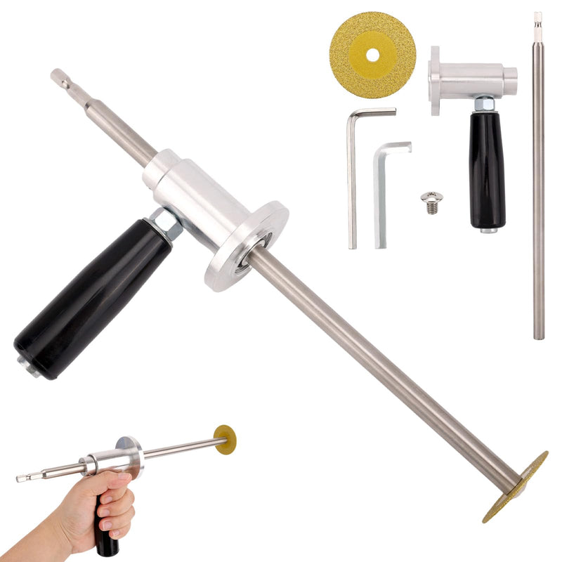 PVC Inside Pipe Cutter, Including Diamond Grit Wheel & Handle 1-1/2" to 8" Adjustable Pipe Diameter 7" Cutting Depth 1/4" Hex Shank for Impact Drivers & Drills
