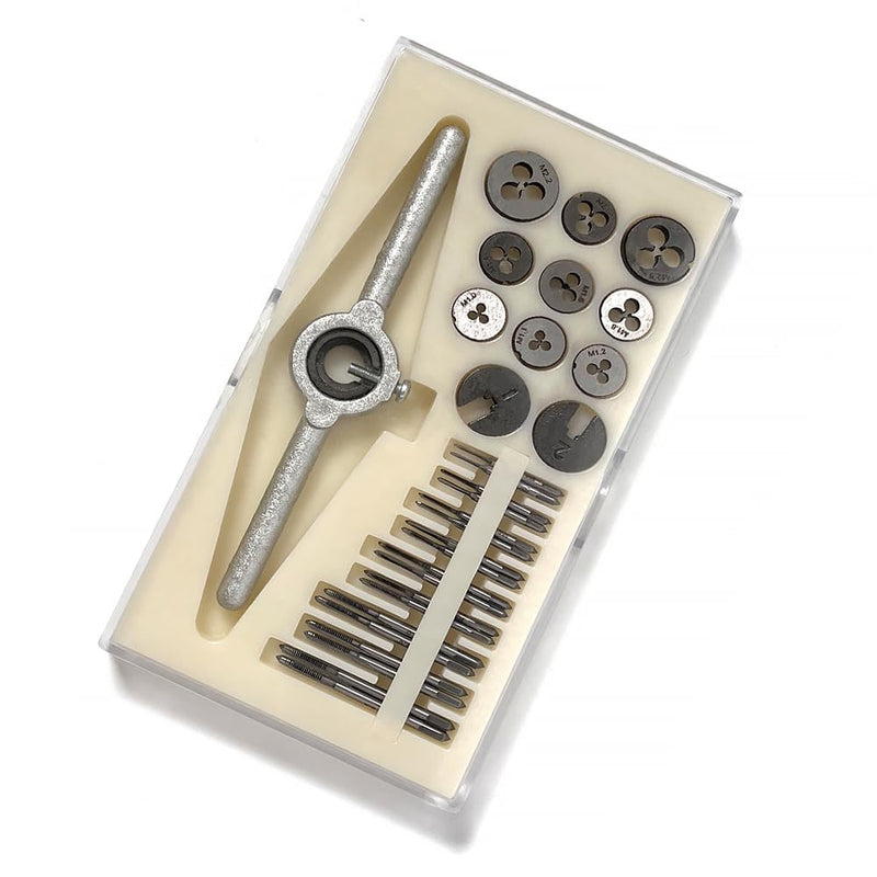 31PCS Micro Tap and Die Set M1 to M2.5 Precision Threading Tool | Versatile metric tap and die set m1 for watchmaking modeling and repair High quality material ensures precise thread cutting