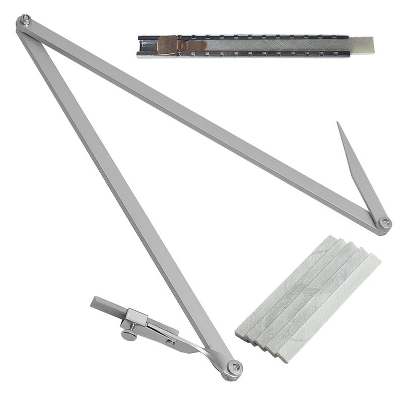 Contour Radius Marker - Up to 40" Radius, Aluminum Radius Marker with 5 Soap Stone & SoapStone Holder, Foldable Pocket-Size Standard Radius Marking Tool
