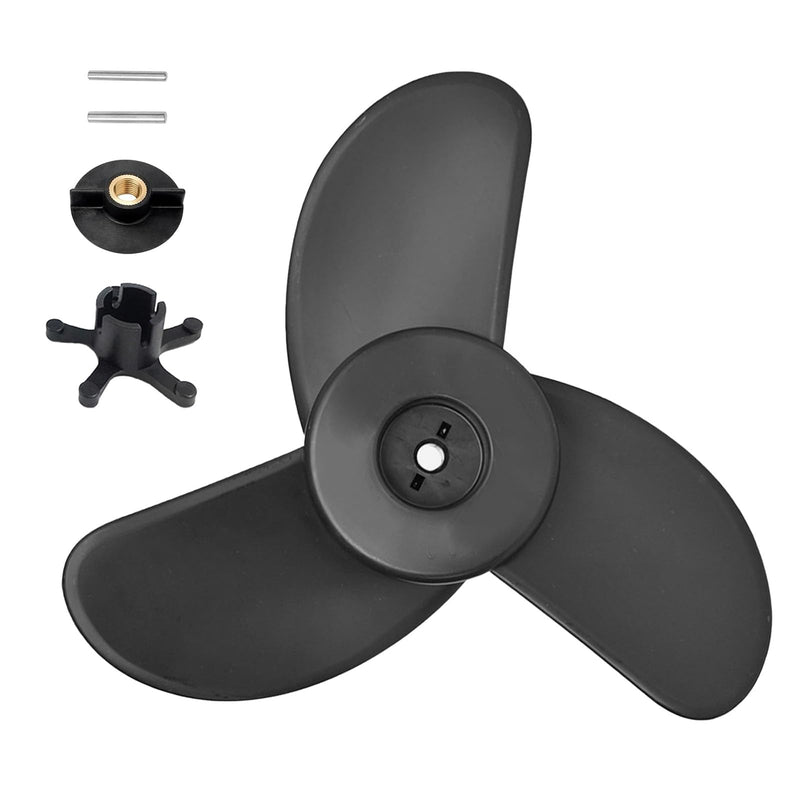 MGA089B Three-Blade Trolling Motor Propeller Replacement for Motorguide Machete III, Black 3-Blade Prop, 3.5-Inch Hub, for Small Boat Motors and Shallow Water Propellers