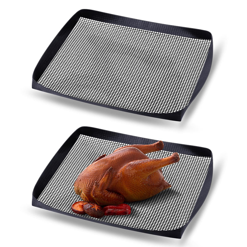 Teenyyou 2 Pcs 13.5 x 11.5 Inch PTFE Mesh Oven Baskets Air Fryer Basket for Oven Non-stick Air Fryer Basket Cooking Trays Replacement for Baking Chips Chicken Wings Bread Heating 11.5 x 13.5 Inch