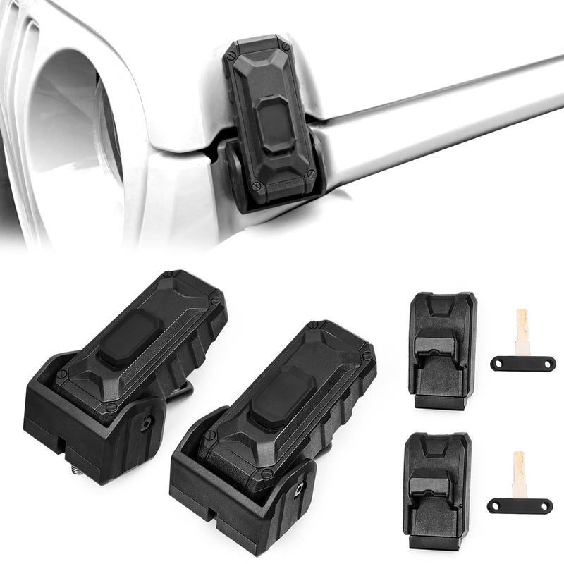 Locking Hood Latch for Jeep Anti-Theft Security Lock Catch Accessories with Keys, Dust & Water Resistant, Compatible with 2018-2025 Jeep Wrangler JL JLU 4XE & Gladiator JT, 1 Pair, Black