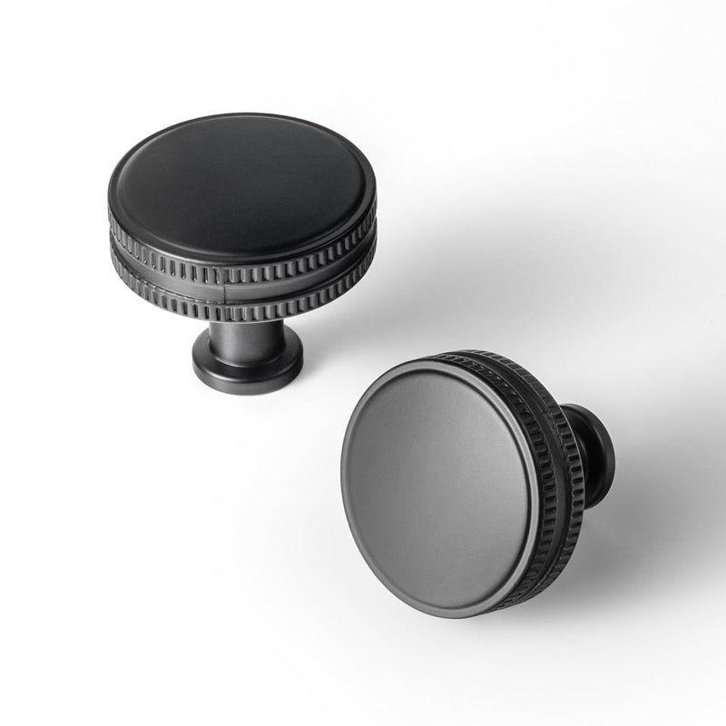 Goo-Ki Matte Black Drawer Knobs Zinc Alloy Kitchen Hardware - 6 Pack Modern Black Single Screw/Hole Bar Cabinet Pulls Handles 1.26 Inches