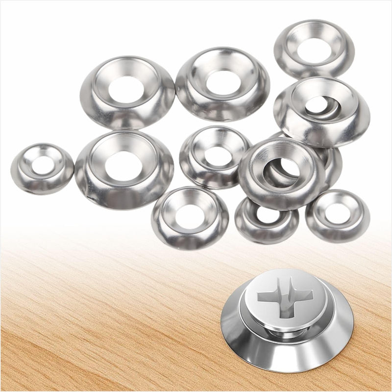 200 Pcs #14 Countersunk Finish Washers, 304 Stainless Steel Finishing Cup Washers, Decorative Screw Cup Washers for Marine Hardware, Boat Deck Accessories, Silver 14#