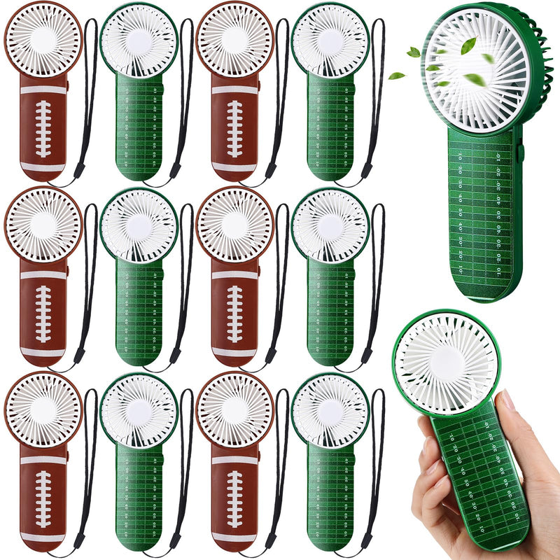 WILLBOND 12 Pcs Football Party Favors Mini Handheld Fan Bulk Small Personal Portable Fans with Lanyard for Football Goodie Bags Stuffers Team Gift Party Decorations Outdoor Sport, Battery Not Include