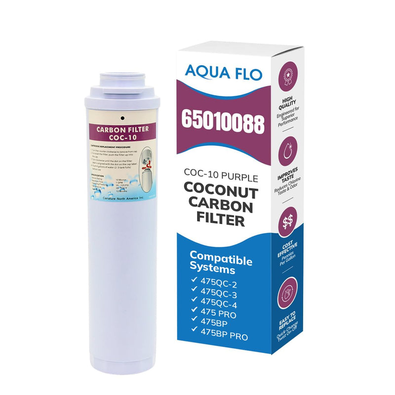 Aqua Flo COC-10 Purple Activated Carbon Filter Cartridge, 10 Micron, Quick-Change, 1 gpm Flow, 1,500 Gallon Capacity, Fits 475 Q-Series RO Systems, 65010088