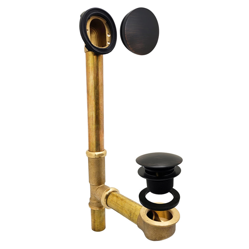 Westbrass D325H-12A European Tip Toe Bath Waste Drain Kit with Illusionary Faceplate, 14" Make-Up, 17 Ga., Antique Bronze