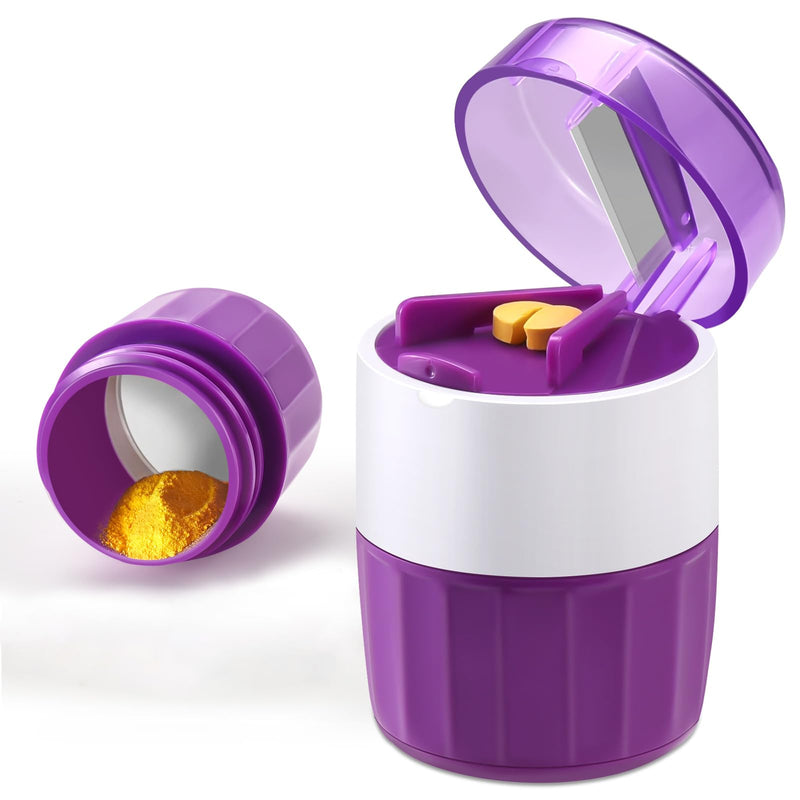 Pill Cutter, Crusher and Grinder, Splitter Accurate and Easy Cutting, Stainless Steel Blade, Perfect for Travel, Ideal for Purse or Pocket, Daily Usage, Ideal for Medication (Purple) Purple