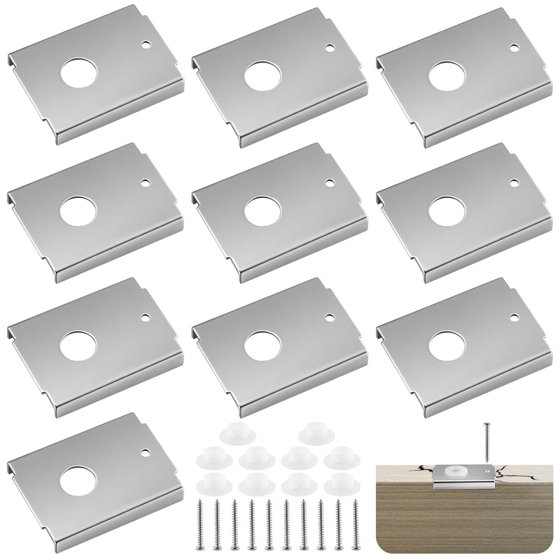 10 Pcs Bi-fold Door Repair Kit, Stainless Steel Bracket & Screws for 1-3/8" Wood Doors - Fixes Top/Bottom Splits, Fits 7/16" Pivot, Restores Smooth Operation