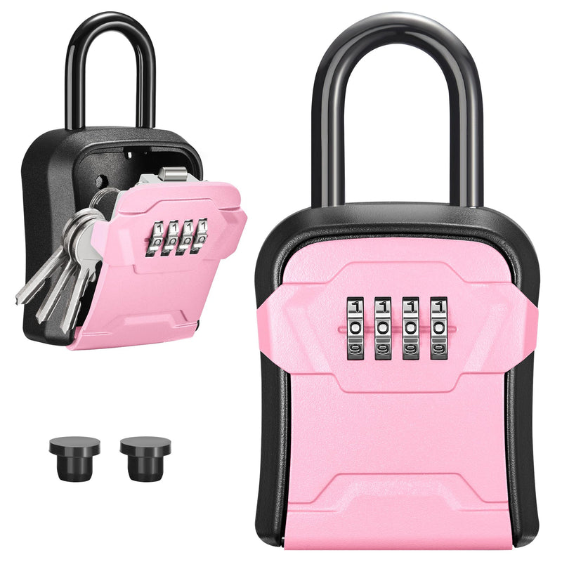 Puroma Lock Box, Key Lock Box Wall Mount & Portable Combination Lockbox with Resettable Code, Security Lockbox for Outside House Keys, Apartment Realtors Spare Keys Storage (1 Pack, Pink) 1