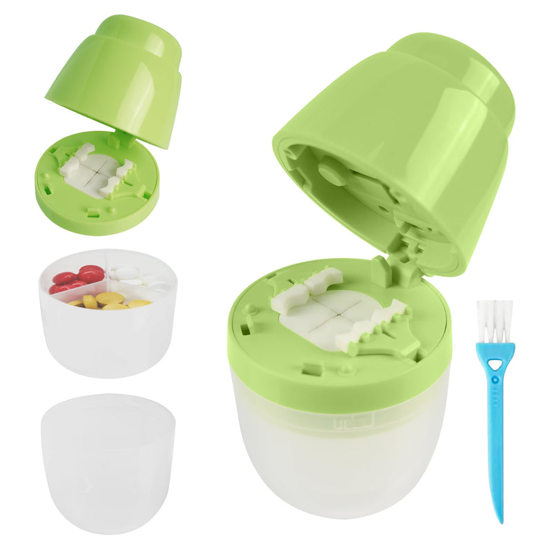 Multi-Function Pill Cutter, 1/2 and 1/4 Pill Splitter for Small and Tiny Pills,Portable and Adjustable Cutter,Storage Case Green