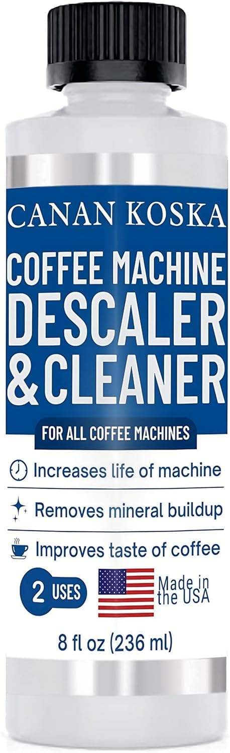 Coffee Machine Descaler 8 oz – Universal Descaling Solution for All Coffee Makers Drip Machines – Removes Limescale Calcium Buildup – 2 Uses (1, 8 Fl Oz (Pack of 1)) 8 Fl Oz (Pack of 1)