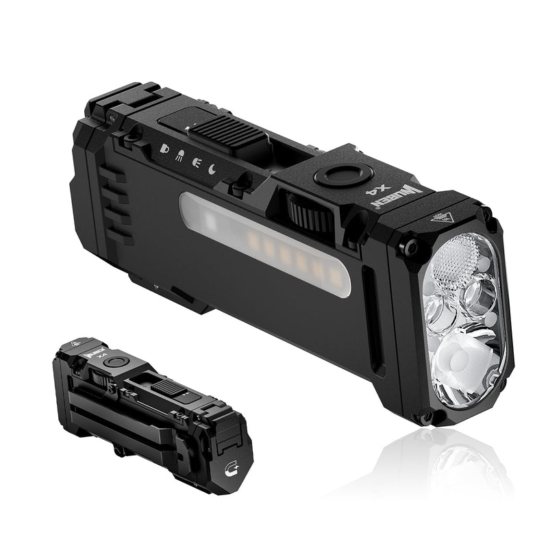 WUBEN X4 EDC Rechargeable Flashlight with RGB Light, LED Flashlight 1500 High Lumens with Tactical Switch and Magnetic, IP68 Portable Pocket USB C, Mini Flash Light for Travel, Camping, Work Black