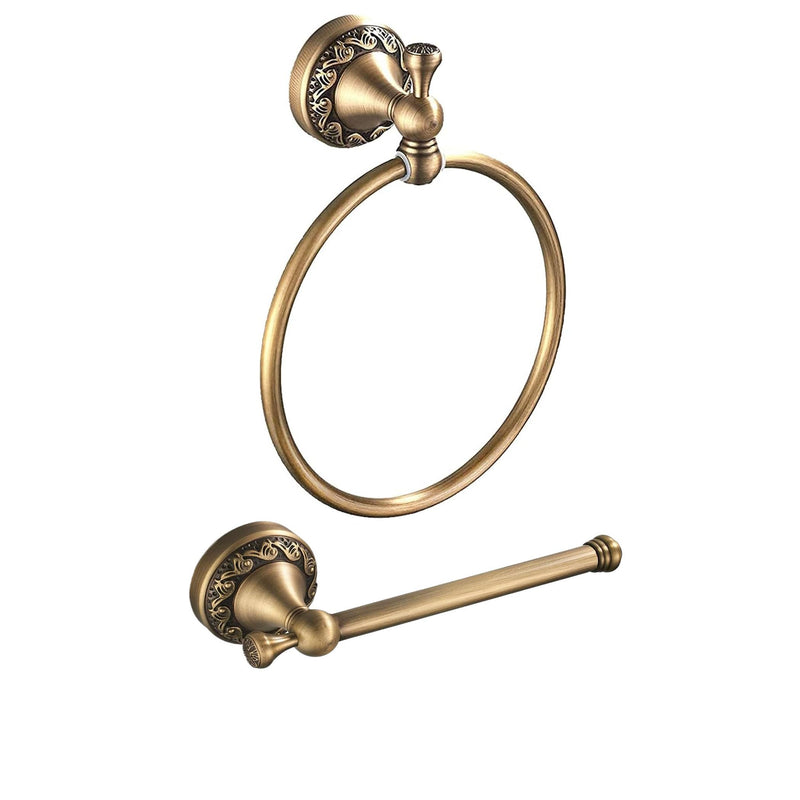 Antique Brass Toilet Paper Holder,Brass Hand Towel Ring,Antique Towel Holder Toilet Paper Hanger 2 Pieces,Retro Tissue Roll Holder Bathroom Accessories Wall Mounted Antique B