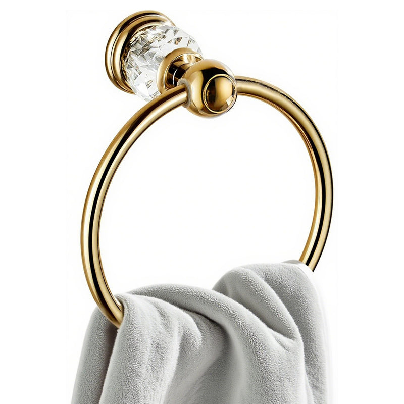 Crystal Towel Ring,Gold Hand Towel Holder Bathroom,Round Hand Towel Rack Wall Mounted Bling Bathroom Accessories Gold a