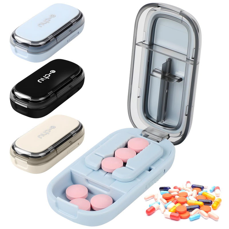 Pill Cutter Splitter for Small and Tiny Pills - 1/4 Pill Cutter with Centering Device - Easy-to-Use Splitter for Precision Cuts - for Small and Tiny (Blue) Blue