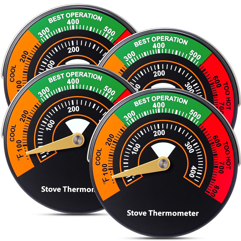 Frienda Magnetic Stove Pipe Thermometer for Wood Gas Pellet Stove, 4 Pcs