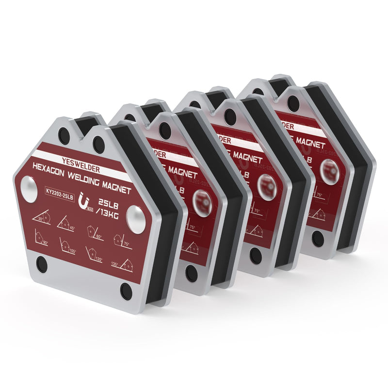 YESWELDR Hexagon Welding Magnets, 25LB 4PCS Multi-Angle Strong Magnetic Welding Holder, Holding Power Welding Accessories 25lb*4