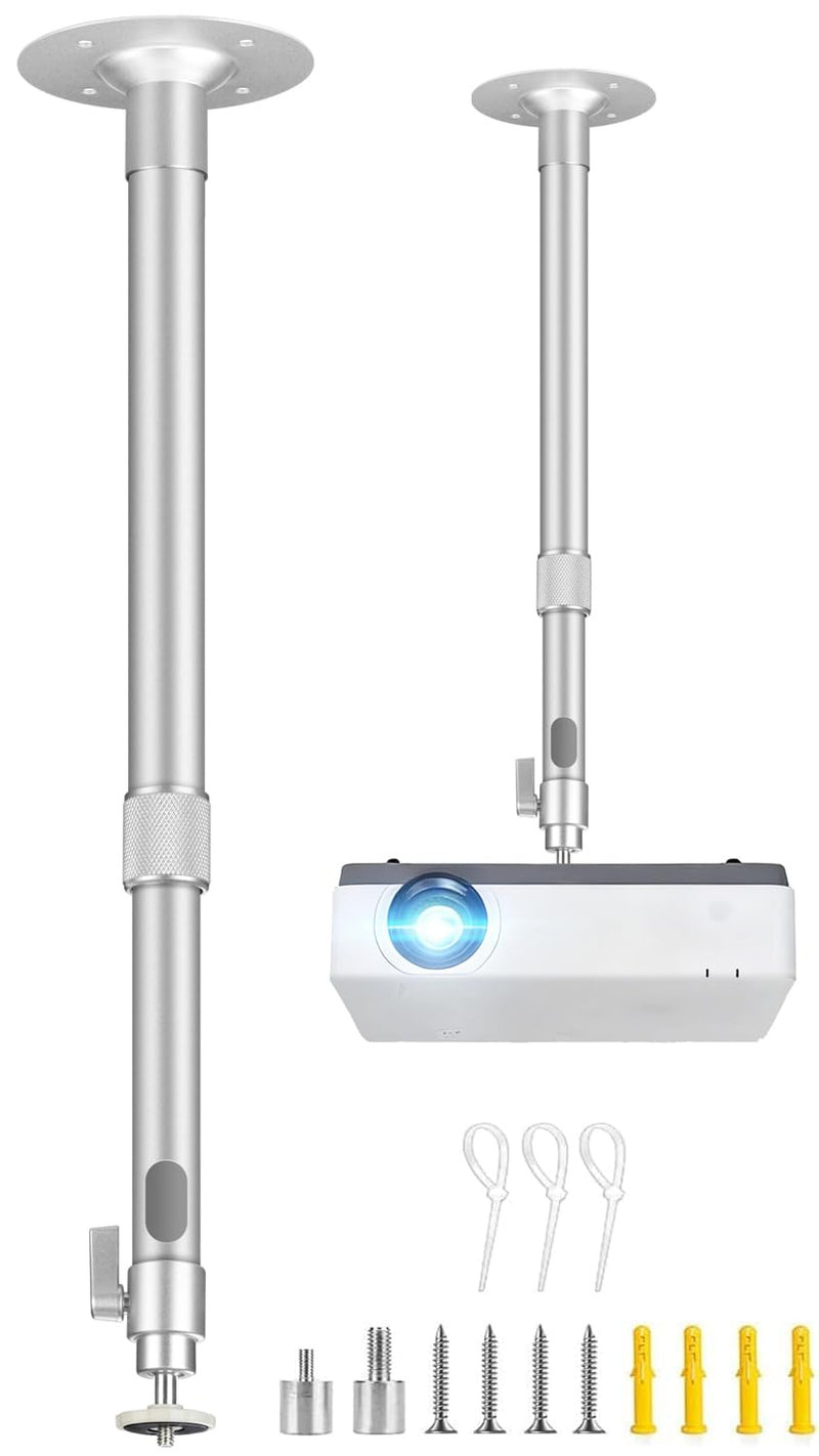 2 Be Best Upgraded Long Projector Mount, Universal Extendable Projector Ceiling Mount Projectors Wall Mount 23-42 IN / 58-105 CM 360° Adjustable Sliver High Profile Projectors Mount Silver High End