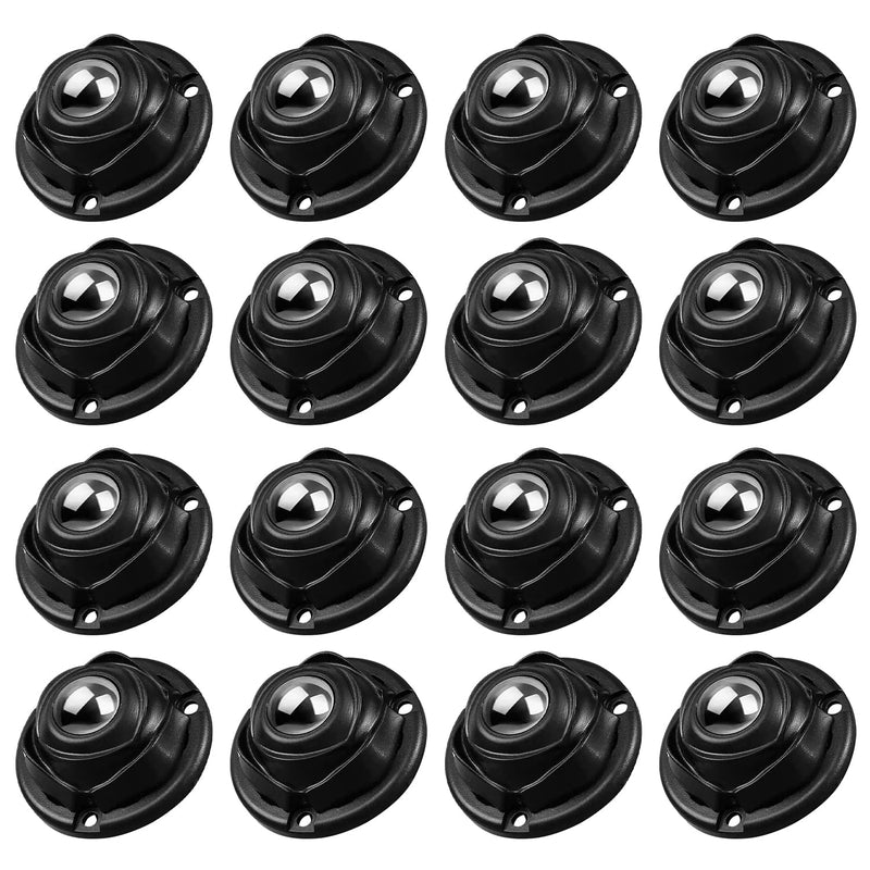 16 Pack Black Small Self Adhesive Appliance Caster Wheels 1 Inch for Furniture Low Profile Slider Rollers Load Capacity 41LBS Per Wheel YY023-16B 16 pieces