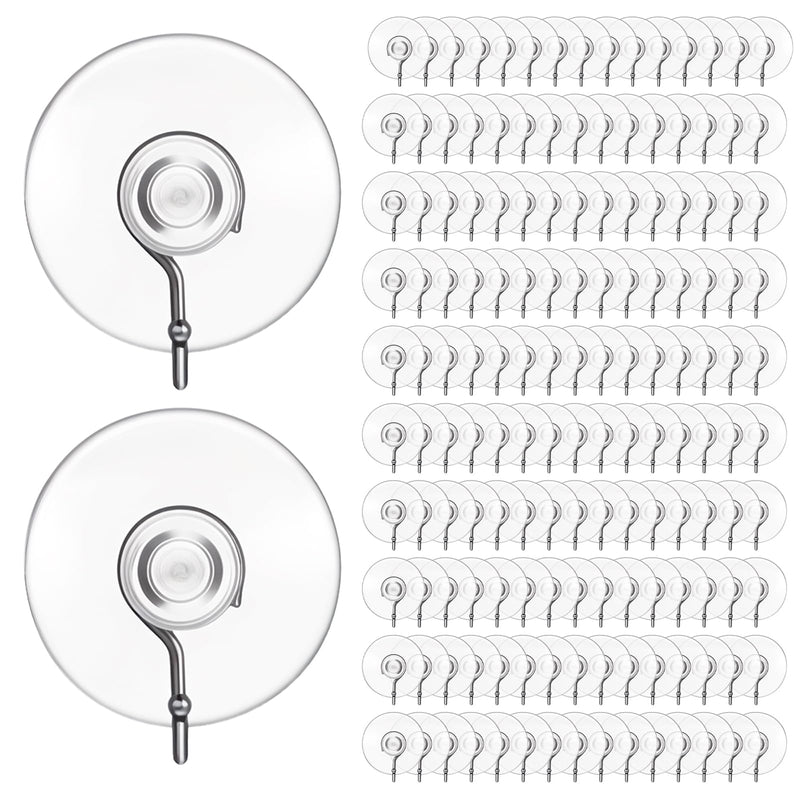 150 Pcs PVC Suction Cup Hooks, Clear Reusable Heavy Duty with Metal Hooks, No Trace for Bathroom Shower Kitchen Glass Window Wall Door Tile