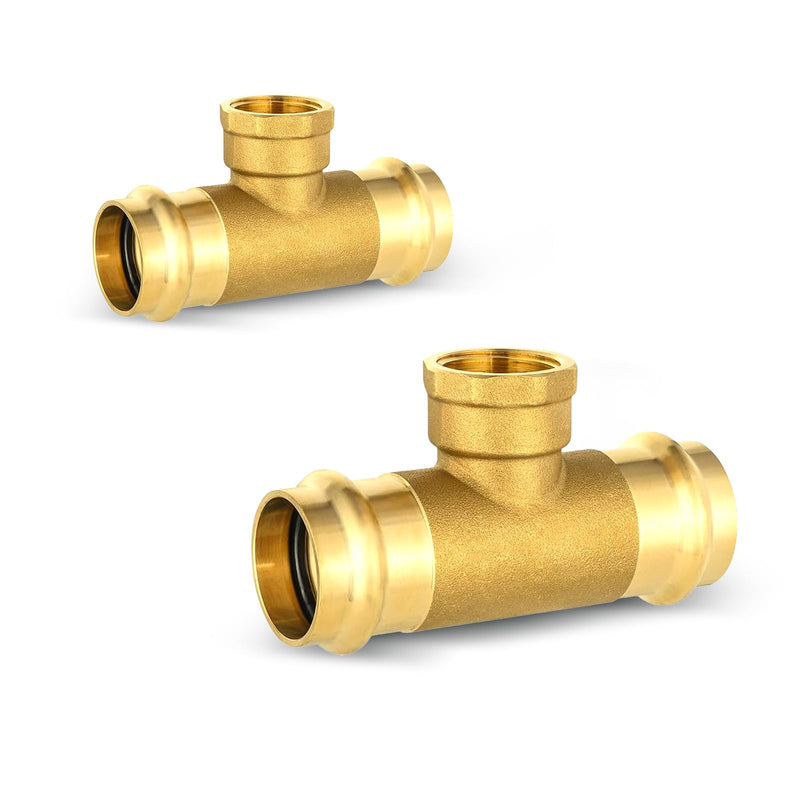 2-Pack Niikappu 1" x 1" Copper Press x 3/4" Female NPT Tee(PRESS243-2) 2 1" x 1" Press x 3/4" Female NPT