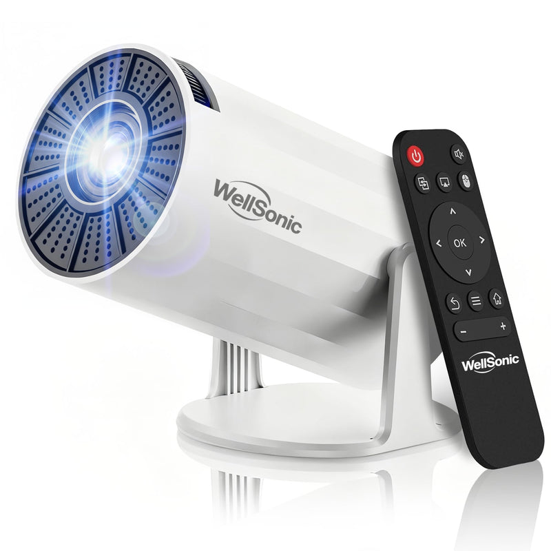 Mini Portable Projector Support 4K, 200 Ansi Outdoor & Home Movie Projector with WIFI and Bluetooth, Automatic Keystone Correction, 180°Rotatable, Compatible with HDMI USB PC Laptop