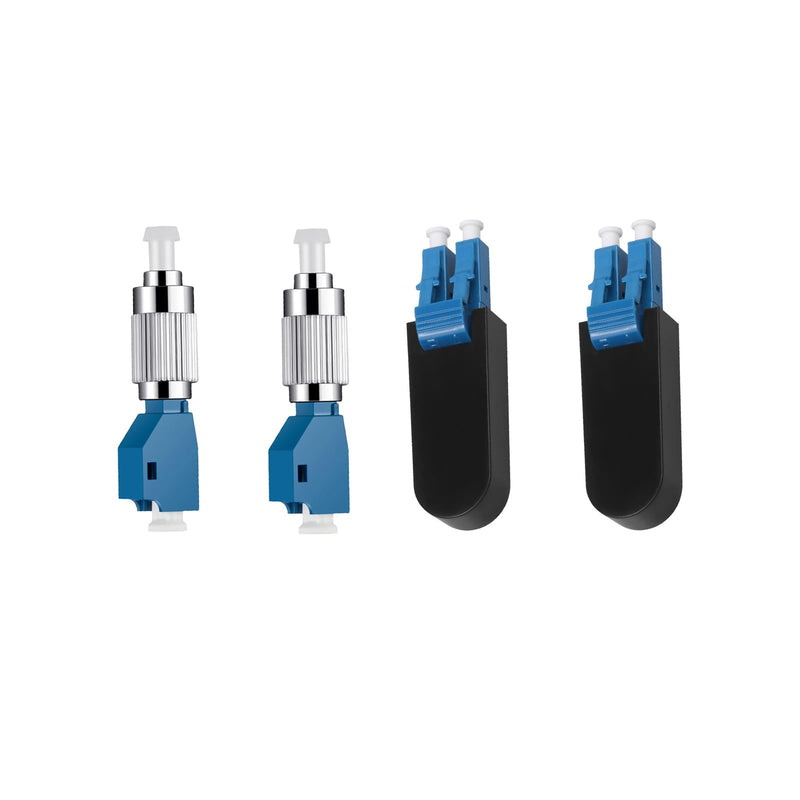 2 pcs FC Male to LC Female Fiber Adapter 9/125 Single Mode + 2 pcs LC/UPC OS2 Single Mode Loopback Plugs – for Fiber Optic Cable Testing, Network Troubleshooting & Certification 2pcs+2pcs