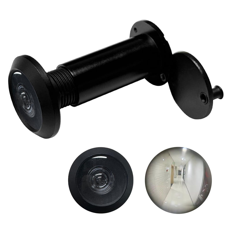 200°Wide Angle Door Viewer Peephole with Privacy Cover, Fits 1.3"–2.4" Thick Doors, 0.55" Diameter, Matte Black, 1 Pack 1pc-200°