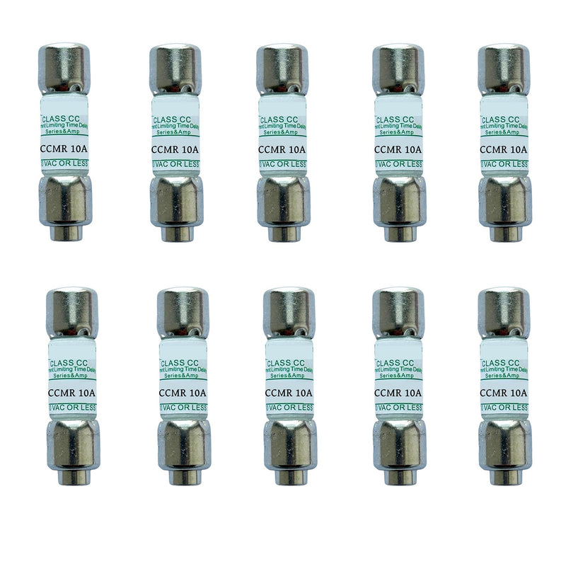 10-Pack New CCMR-10 CCMR 10A CCMR010 CCMR-10A 600Vac Time Delay Fuse,CCMR-10A Current Limiting Class CC Rejection Cartridge Fuses 10