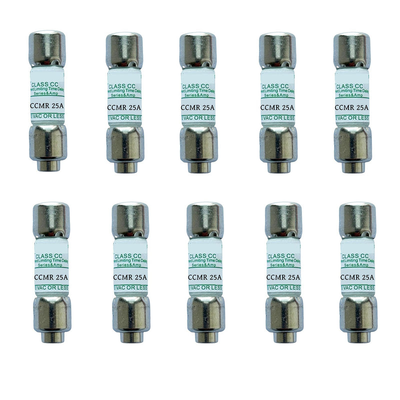 10-Pack New CCMR-25 CCMR 25A CCMR025 CCMR-25A 600Vac Time Delay Fuse,CCMR-25A Current Limiting Class CC Rejection Cartridge Fuses