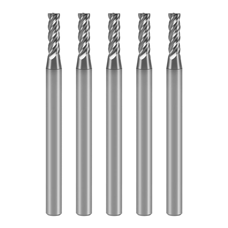 5PCS Carbide End Mill Set 3/32” HRC70 4 Flute Square Nose CNC Milling Bits, Carbide Rod from GESAC, for TC4/18 Titanium Alloy, 1.4848/1.4837 Steel, Stainless Steel, High Temperature Alloy 3/32 in 5